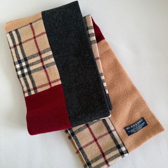 Burberry London Merino Wool/Cashmere Patchwork Check Scarf - Picture 2 of 9